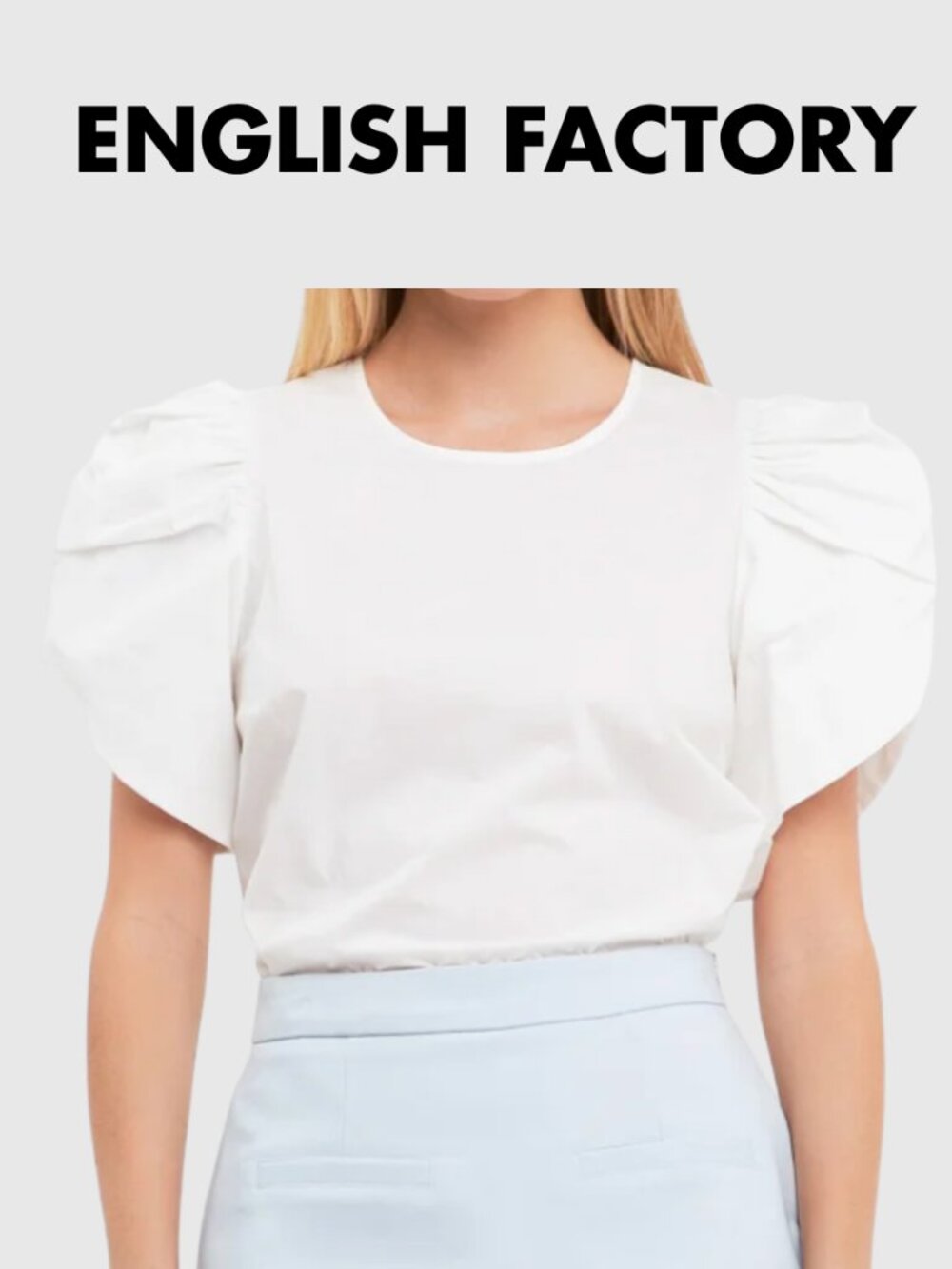 English Factory Shirring Detail Sleeve Top White Size XS